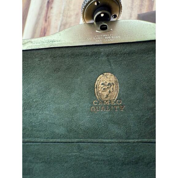 Antique Vintage Hand Tooled Brown Leather Purse Suede Lining Hand Strap - Picture 5 of 8